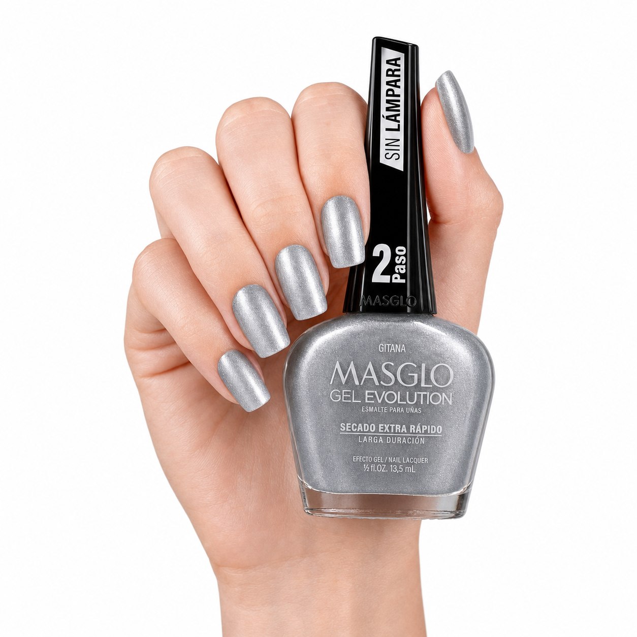 ESMALTE DE UÑAS CON EFECTO GEL DE SECADO EXTRA RÁPIDO MASGLO GEL EVOLUTION PASO 2 "ESTILO GITANA" 13.5 ML
