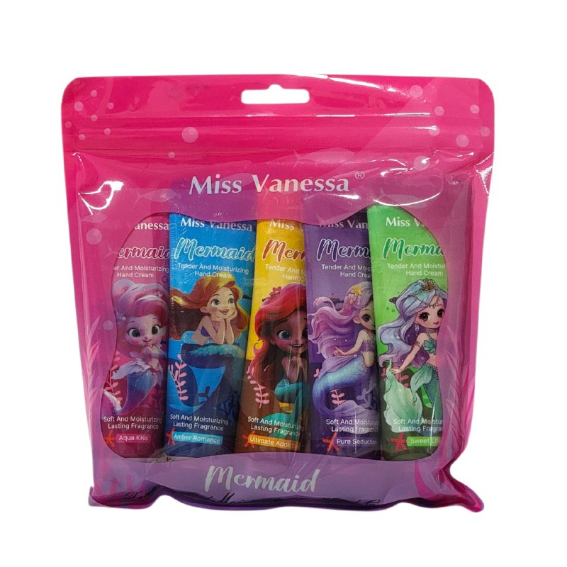 SET DE CREMA PARA MANOS HIDRATANTE Y PERFUMADA DE SIRENAS 5PCS MISS VANESSA 30GX5