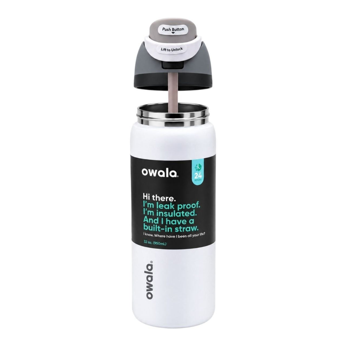 BOTELLA TÉRMICA REUTILIZABLE CON PAJILLA INTEGRADA OWALA 24OZ (710ML)