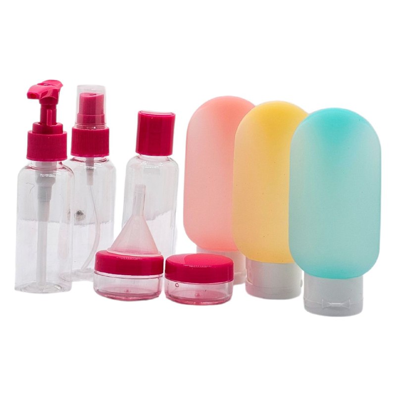 SET PARA VIAJAR VACIAS, EFICIENCIA DE ALMACENAMIENTO COMODO DE 7 PIEZAS, PARA LIQUIDOS Y CREMAS PARA VIAJES TRAVEL