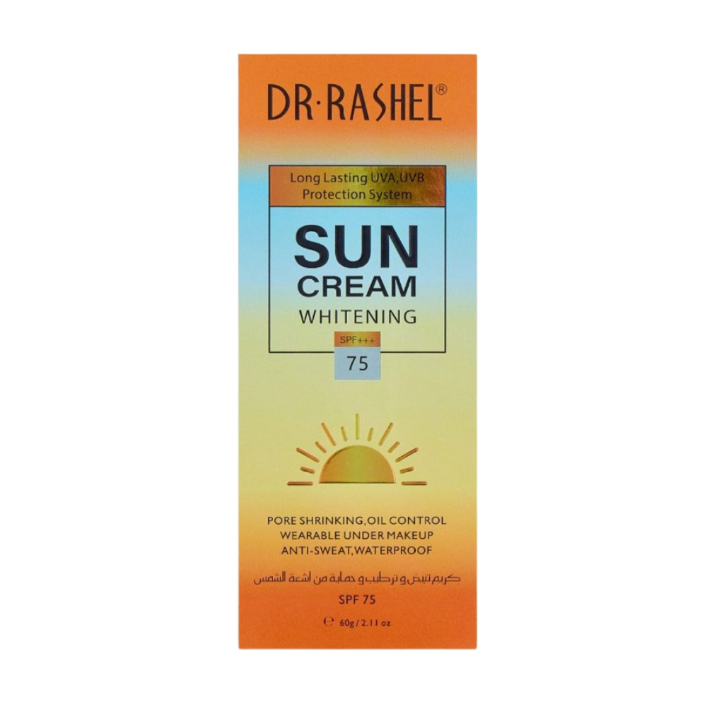 PROTECTOR SOLAR EN CREMA BLANQUEADOR SPF 75 CON NIACINAMIDA VITAMINA B3 Y ACIDO HIALURONICO DR RASHEL 60G