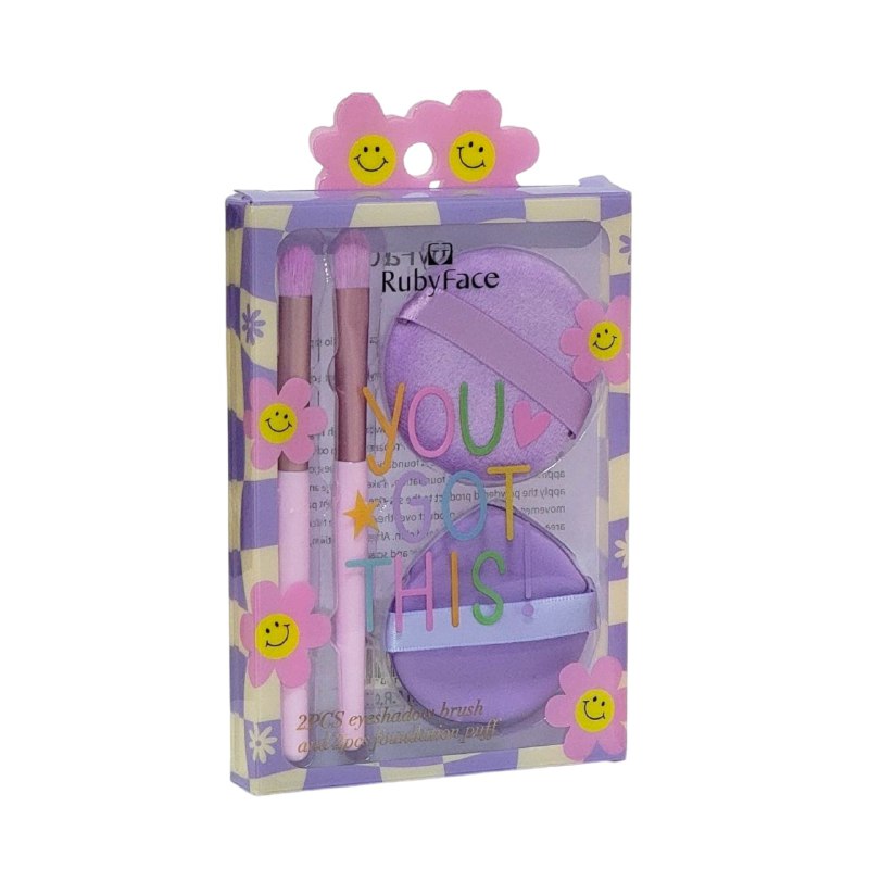 ESPONJAS PARA MAQUILLAJE EN SET DE 4 PIEZAS, ESPONJAS Y BROCHAS PARA MAQUILLAJE RUBY FACE