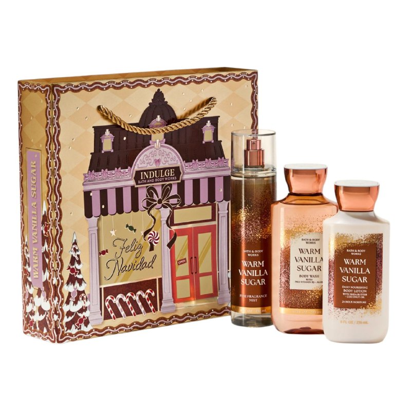 SET BATH & BODY WORKS WARM VANILLA SUGAR SPLASH 236ML, SHOWER GEL 295ML, BODY LOTION 236ML (M)