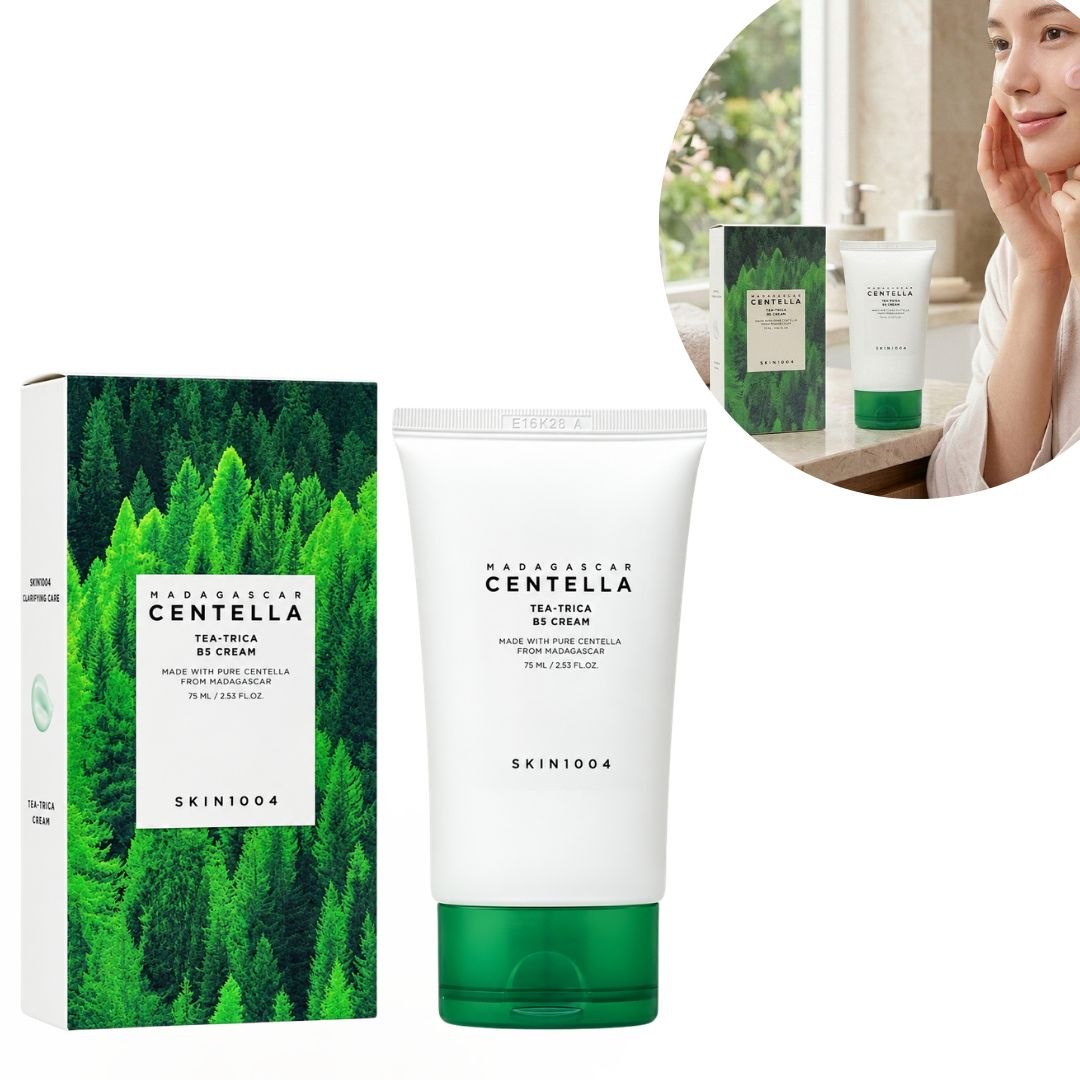 CREMA FACIAL CALMANTE PARA CONTROL DE ACNE Y SEBO CON CENTELLA ASIATICA DE MADAGASCAR ARBOL DE TE Y VITAMINA B5 SKIN1004 75ML