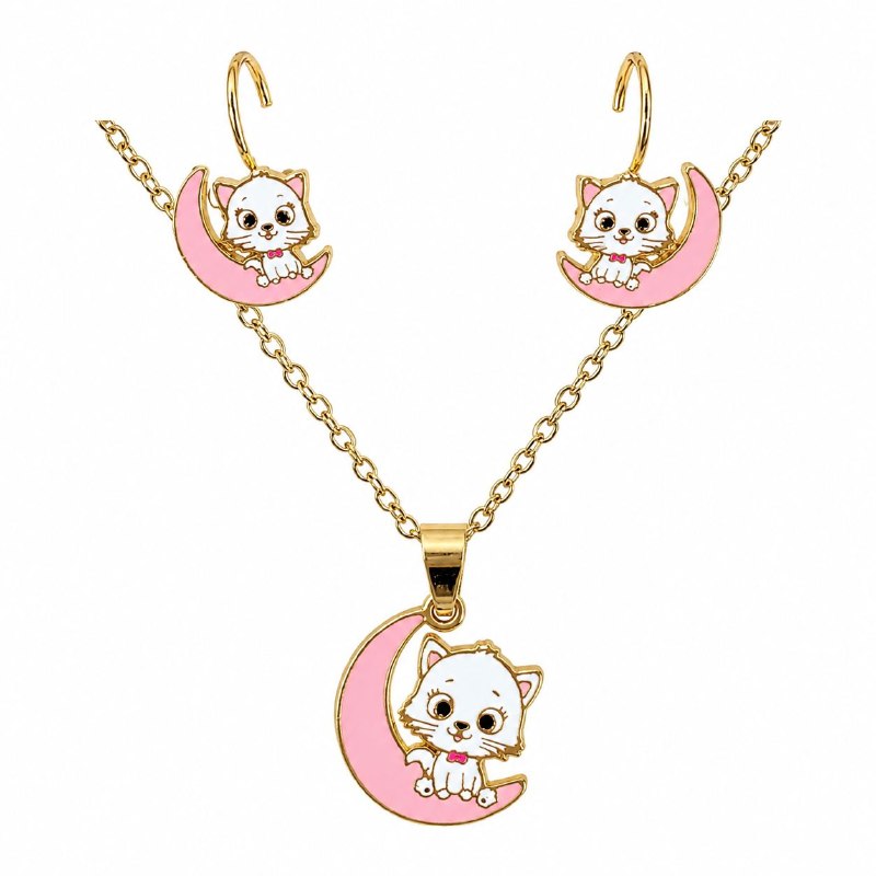 SET DE ENCHAPE PARA DAMA CON DISEÑO INFANTIL DE LUNA Y GATO