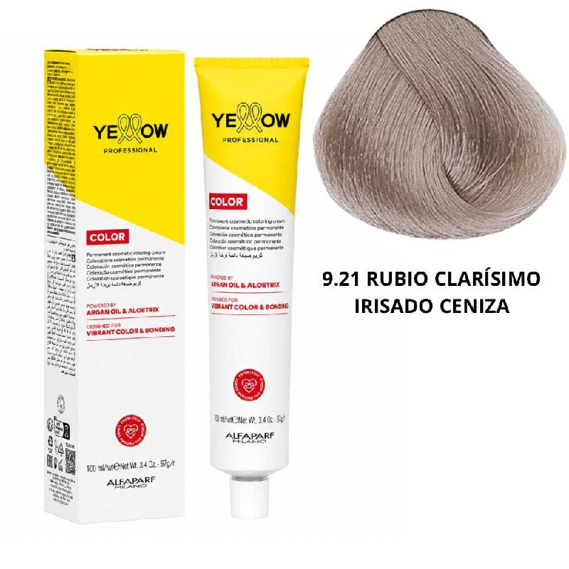 TINTE PERMANENTE PARA EL CABELLO CON ACEITE DE ARGAN Y ALOETRIX TONO 9.21 RUBIO CLARISIMO IRISADO CENIZA ALFAPARF 100ML
