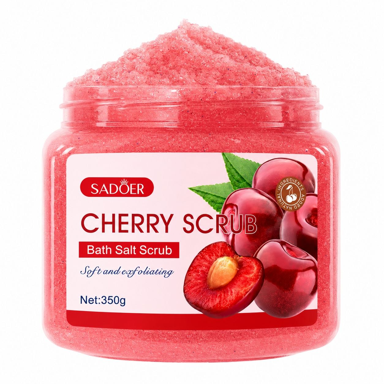 EXFOLIANTE CORPORAL DE SAL DE BAÑO CON EXTRACTO DE CEREZA SADOER CHERRY BATH SALT SCRUB 350 G / 12.35 OZ