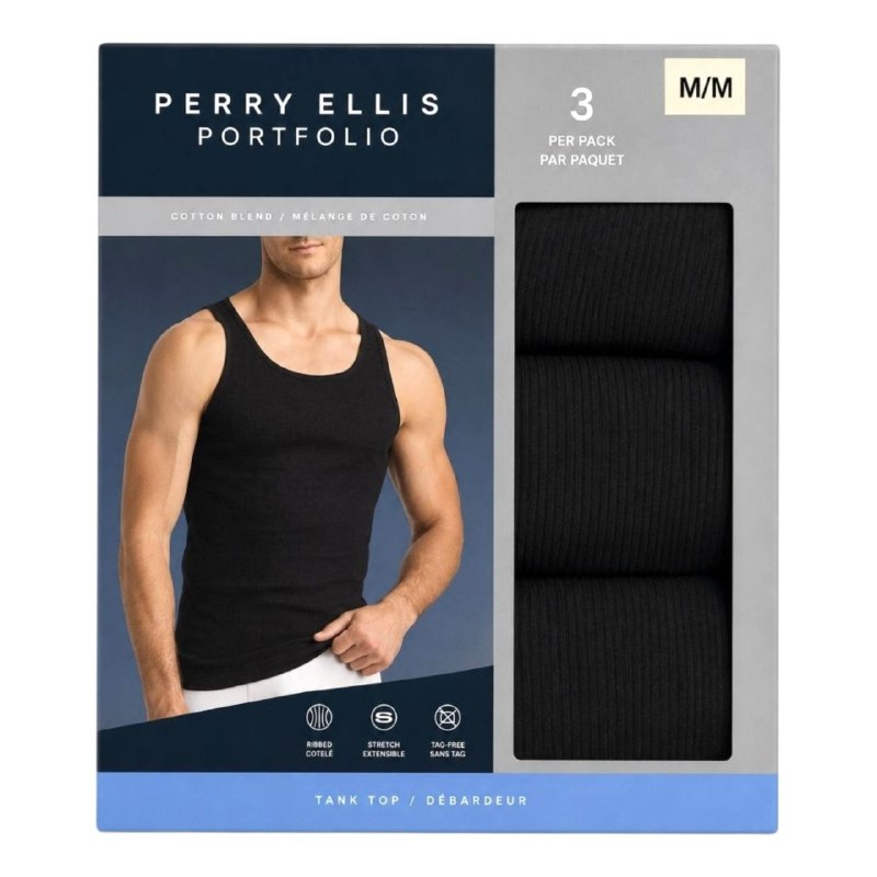 CAMISA CENTRO DE ALGODÓN PARA CABALLERO PERRY ELLIS 3 UNIDADES M