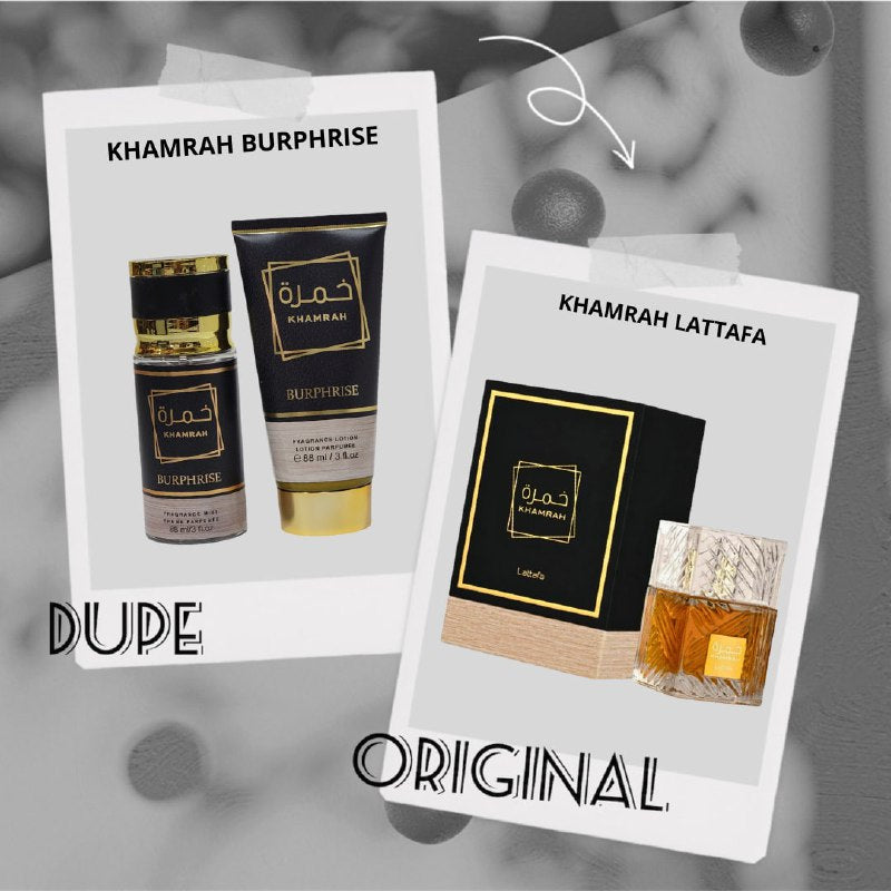 SET KHAMRAH BURPHRISE SPLASH 88ML, SPLASH 88ML (H) (AROMA SIMILAR LATTAFA KHAMRAH)