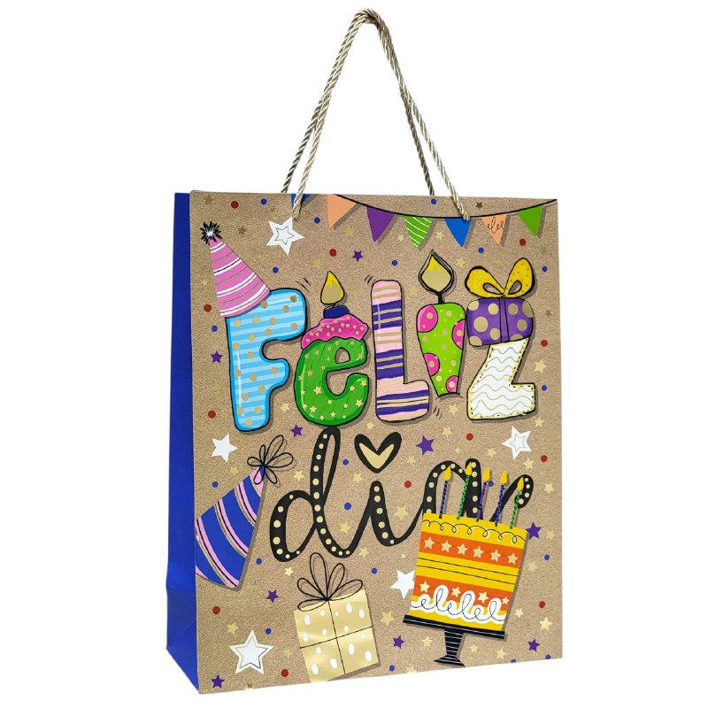 BOLSA DE REGALO DE FELIZ DIA MEDIANA 26X32X10CM