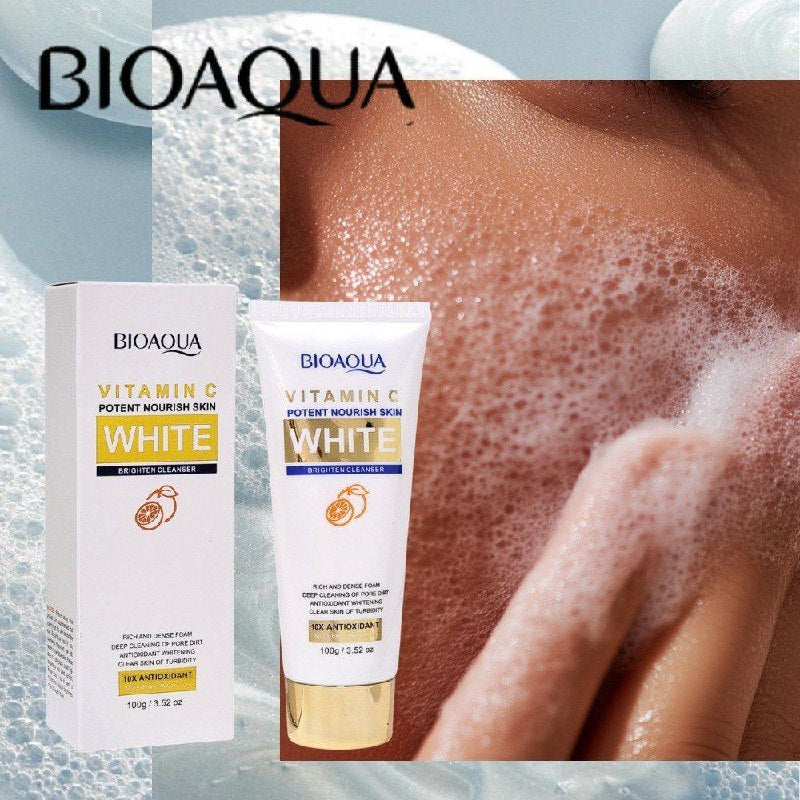 LIMPIADOR FACIAL BLANQUEADOR E ILUMINADOR CON VITAMINA C 10X ANTIOXIDANTE BIOAQUA 100G