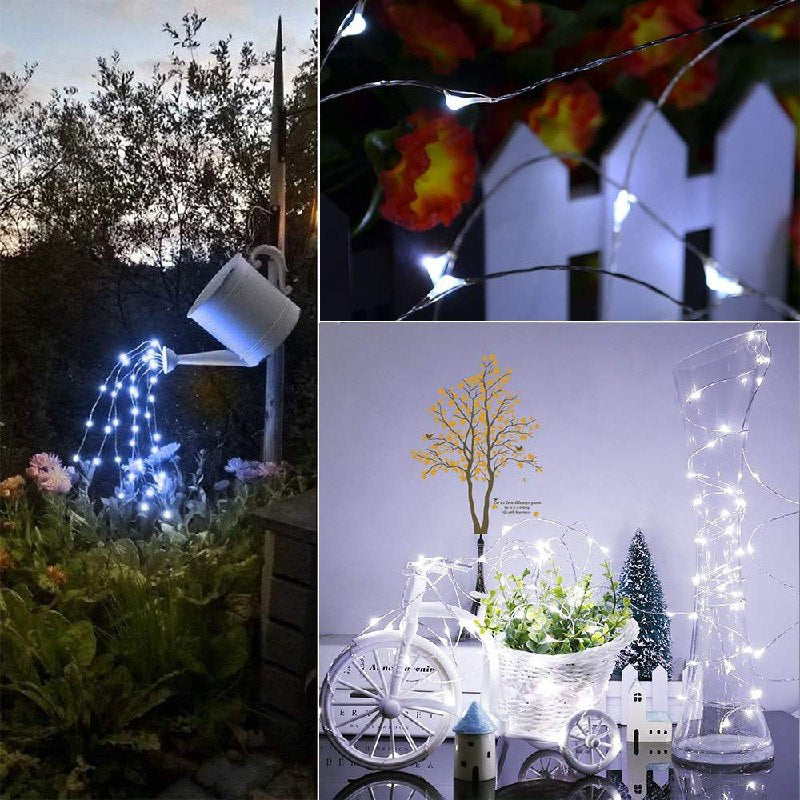 LUCES DECORATIVAS NAVIDEÑAS TIRA DE LUCES LED DE HADAS SOLARES PARA EXTERIORES COLOR BLANCO 10 METROS