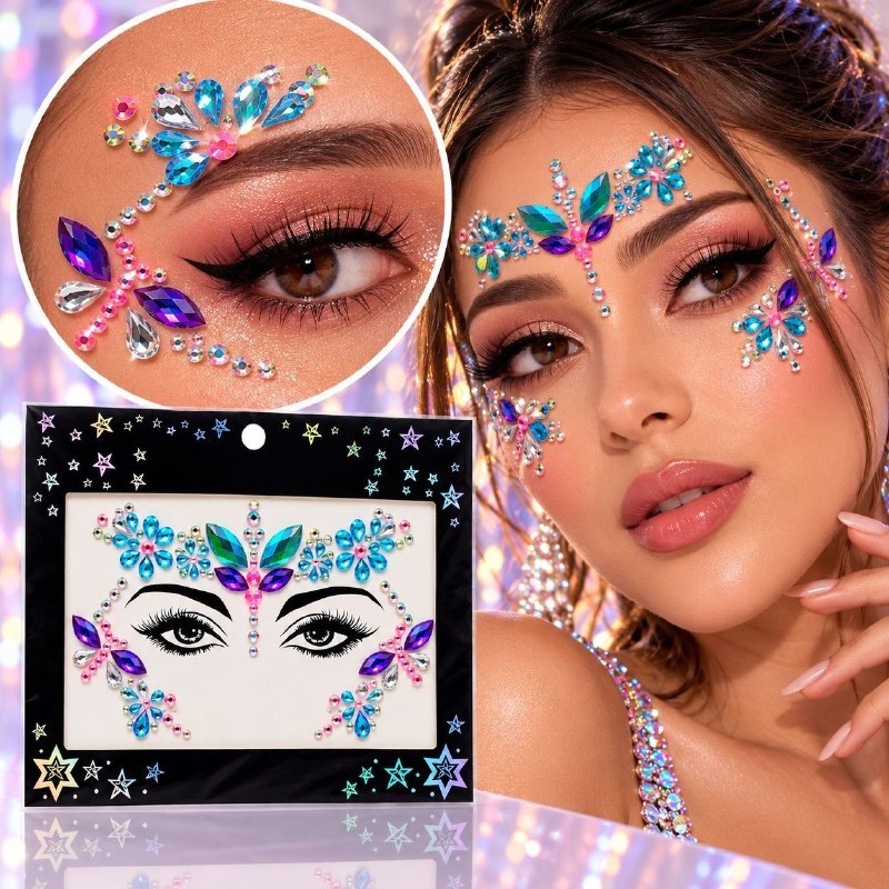 SET DE JOYAS DECORATIVAS ADHESIVAS PARA ROSTRO Y CUERPO PARTY JOY