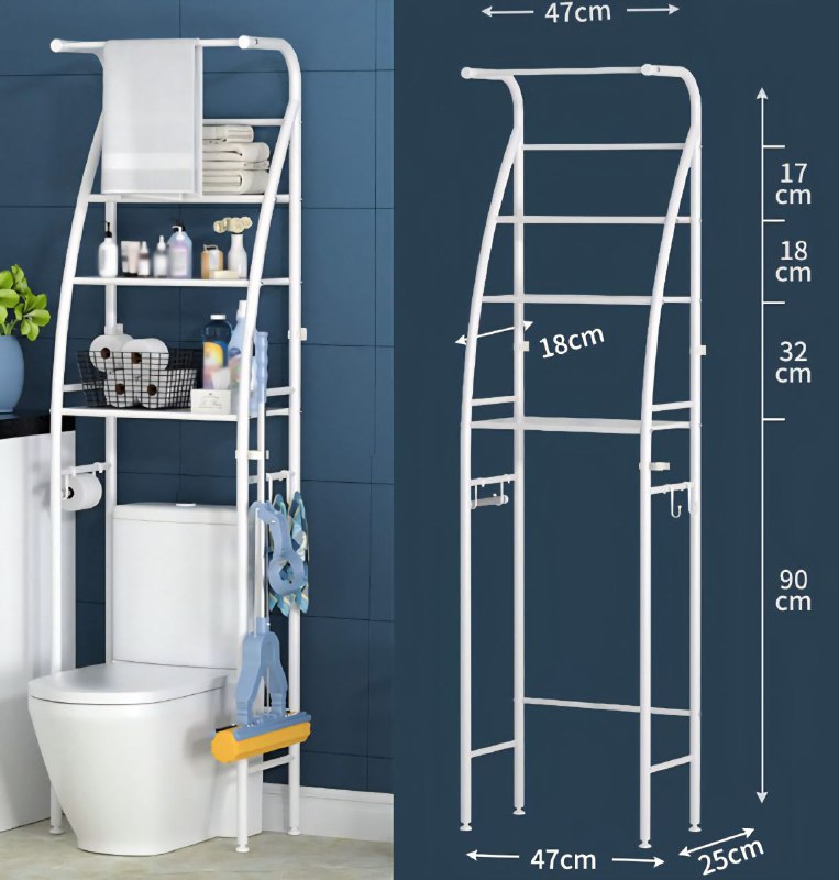 ESTANTE ORGANIZADOR DE BAÑO DE 3 NIVELES Y SOPORTE PARA TENDER TRAPOS DE LIMPIEZA, BAÑO ORDENADO Y FUNCIONAL SOBRE EL INODORO MY HOME RACK