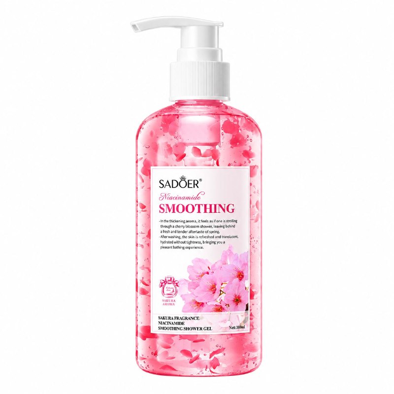 GEL DE DUCHA SUAVIZANTE E HIDRATANTE DE FLOR DE CEREZO CON NIACINAMIDA SADOER 300ML