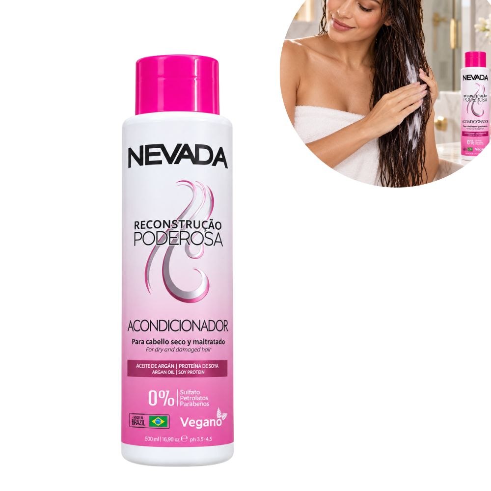 ACONDICIONADOR RECONSTRUCCIÓN PODEROSA ACEITE DE ARGÁN Y PROTEÍNA DE SOYA NEVADA 500ML