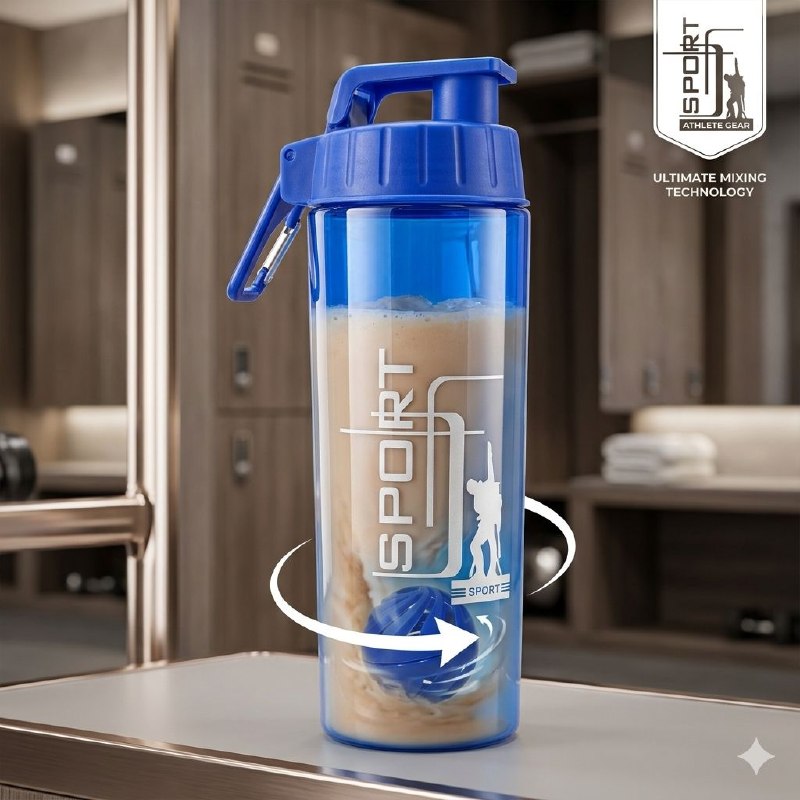 BOTELLA MEZCLADORA DEPORTIVA PORTATIL DE PLASTICO DE ALTA RESISTENCIA 26X6CM