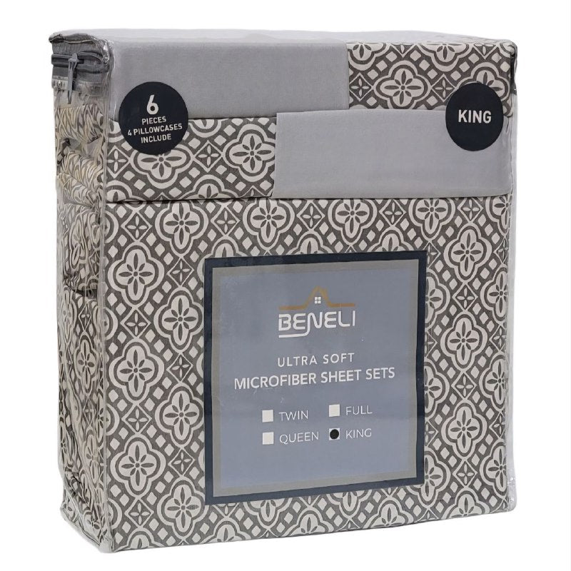 JUEGO DE SABANAS CAMERA DE 6 PIEZAS QUEEN BENELI HOME, 17 ESTILOS