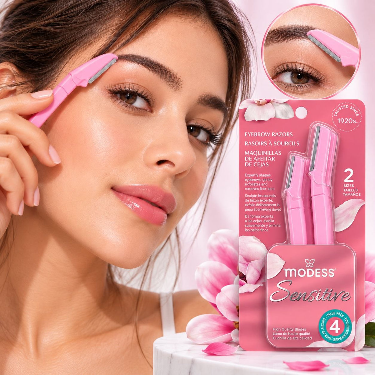 SET DE PERFILADORES Y RASURADORAS PARA CEJAS SENSITIVE 4PCS MODESS