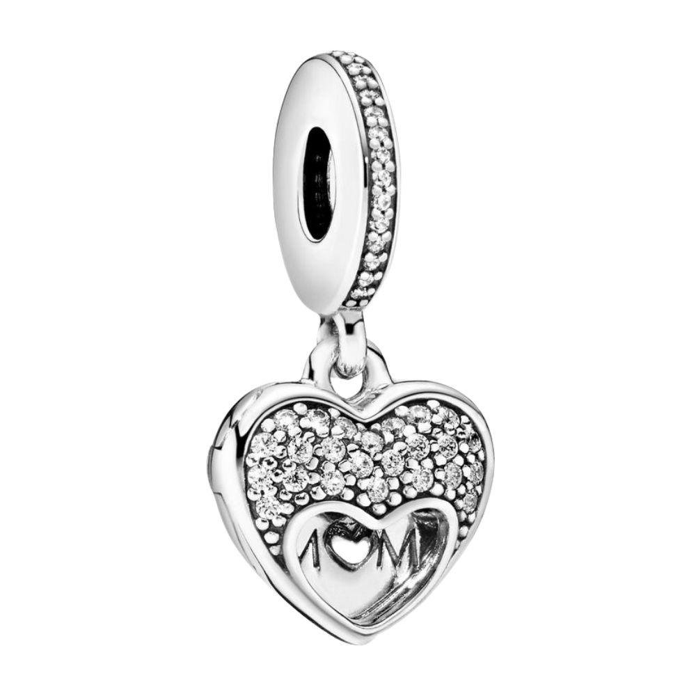 PCHARM1961 COLGANTE CORAZON CON CIRCONES Y MENSAJE (MAMA)