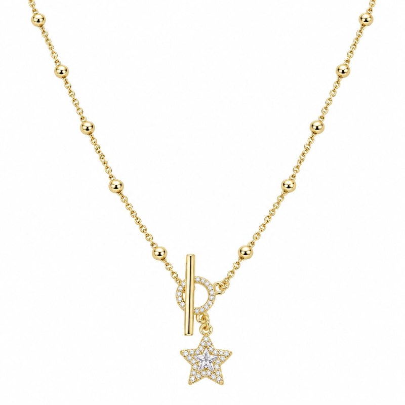 GARGANTILLA DE ENCHAPE PARA DAMA CON DISEÑO DE ESTRELLA 2.3CM