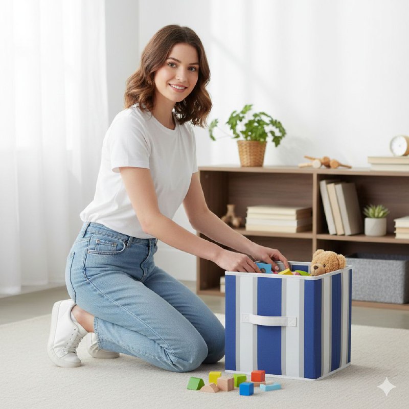 ORGANIZADOR CAJA DE ALMACENAMIENTO PLEGABLE, CESTA PARA LIBROS, JUGUETES, ROPA Y MAS CLOSET ESSENTIALS 27.9X26.7X26.7CM