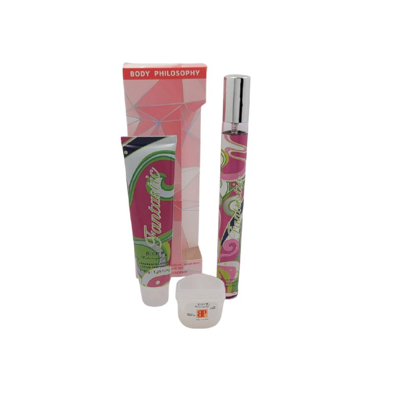 SET PERFUME EN TUBO PARA DAMA BODY PHILOSOPHY FANTASTIC EDP 35ML, BODY LOTION 40G, VASELINA 7G (M)