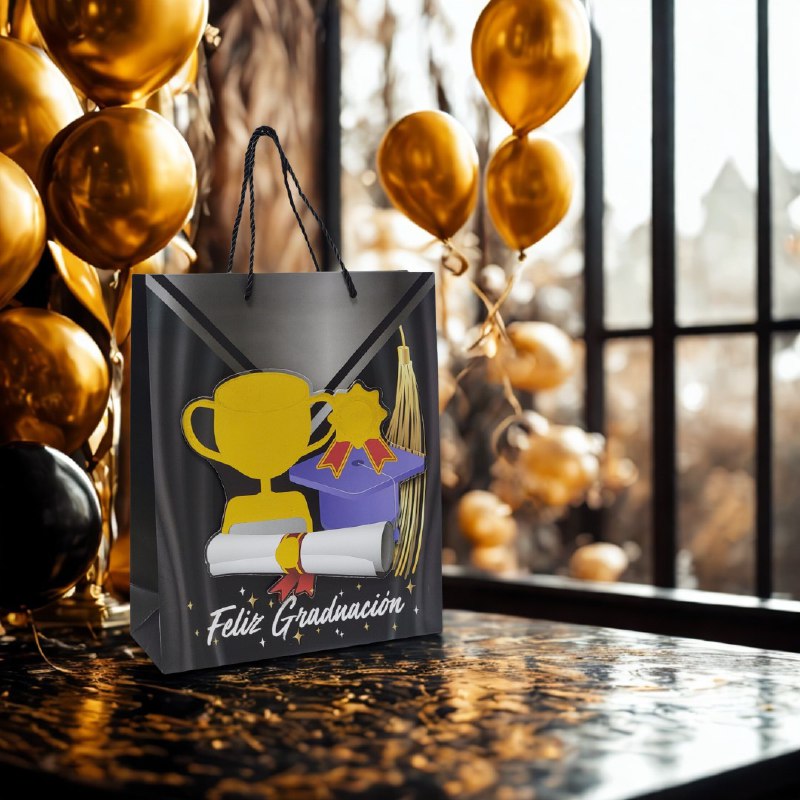 BOLSA DE REGALO DE GRADUACION MEDIANA 32X26X10CM