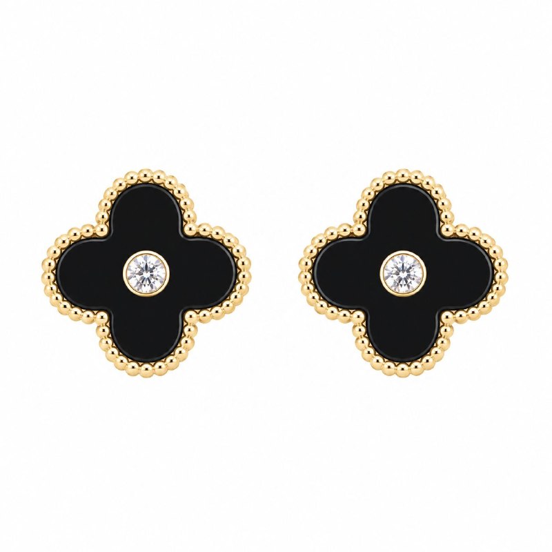 ARITOS DE ENCHAPE PARA DAMA CON DISEÑO DE FLOR 1.3CM (DUPE DE VAN CLEEF)