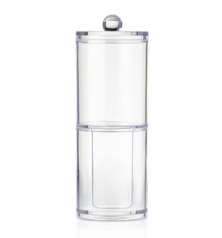 ORGANIZADOR DE HISOPOS Y ALGODON DE ACRILICO DE 2 NIVELES TRANSPARENTE 19X6.8X17.5CM