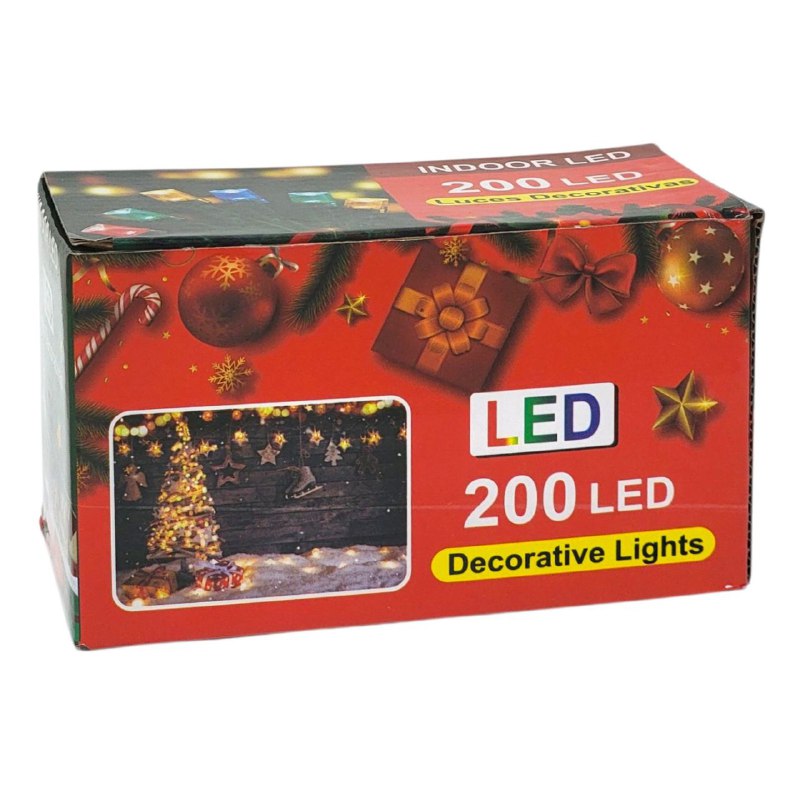 LUCES DECORATIVAS NAVIDEÑAS 200 LUCES LED DE LUZ BLANCA 15X7.5X9CM
