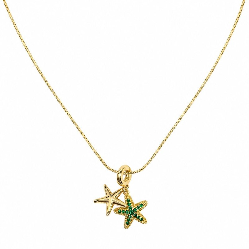 GARGANTILLA DE ENCHAPE PARA DAMA CON DISEÑO DE ESTRELLA 3CM