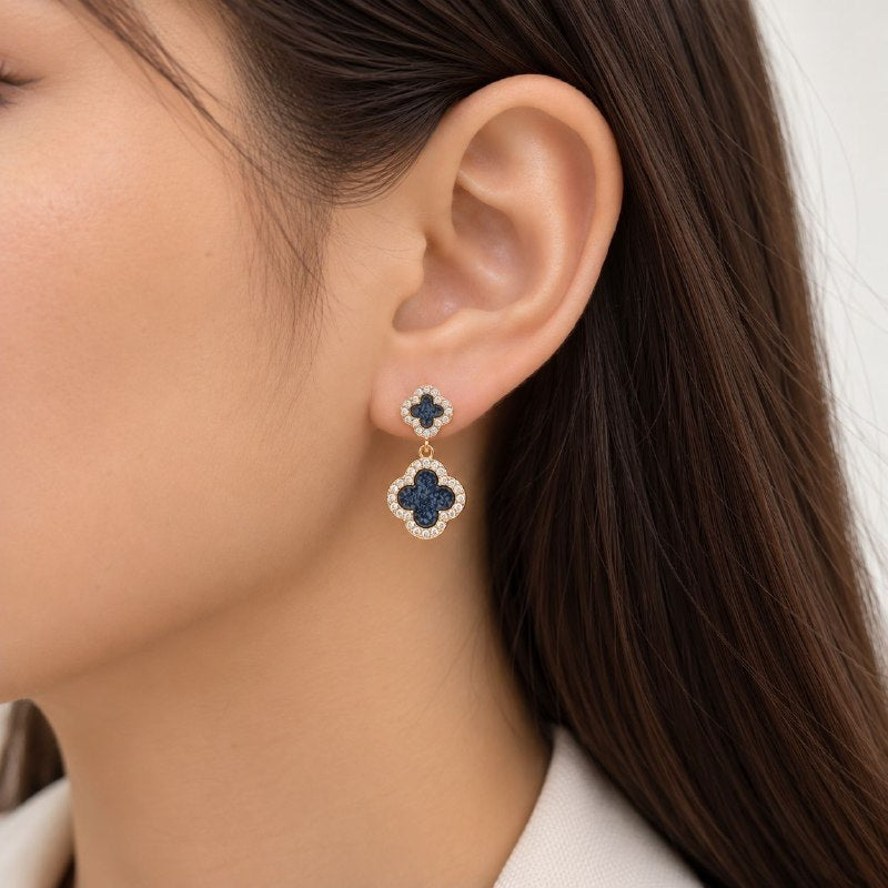 ARITOS DE ENCHAPE PARA DAMA CON DISEÑO DE FLOR 2CM (DUPE DE VAN CLEEF)