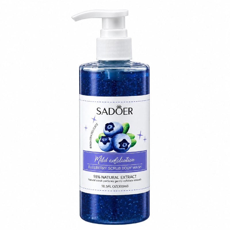 GEL DE DUCHA EXFOLIANTE LIMPIADOR CON AROMA A ARANDANO SADOER 300ML