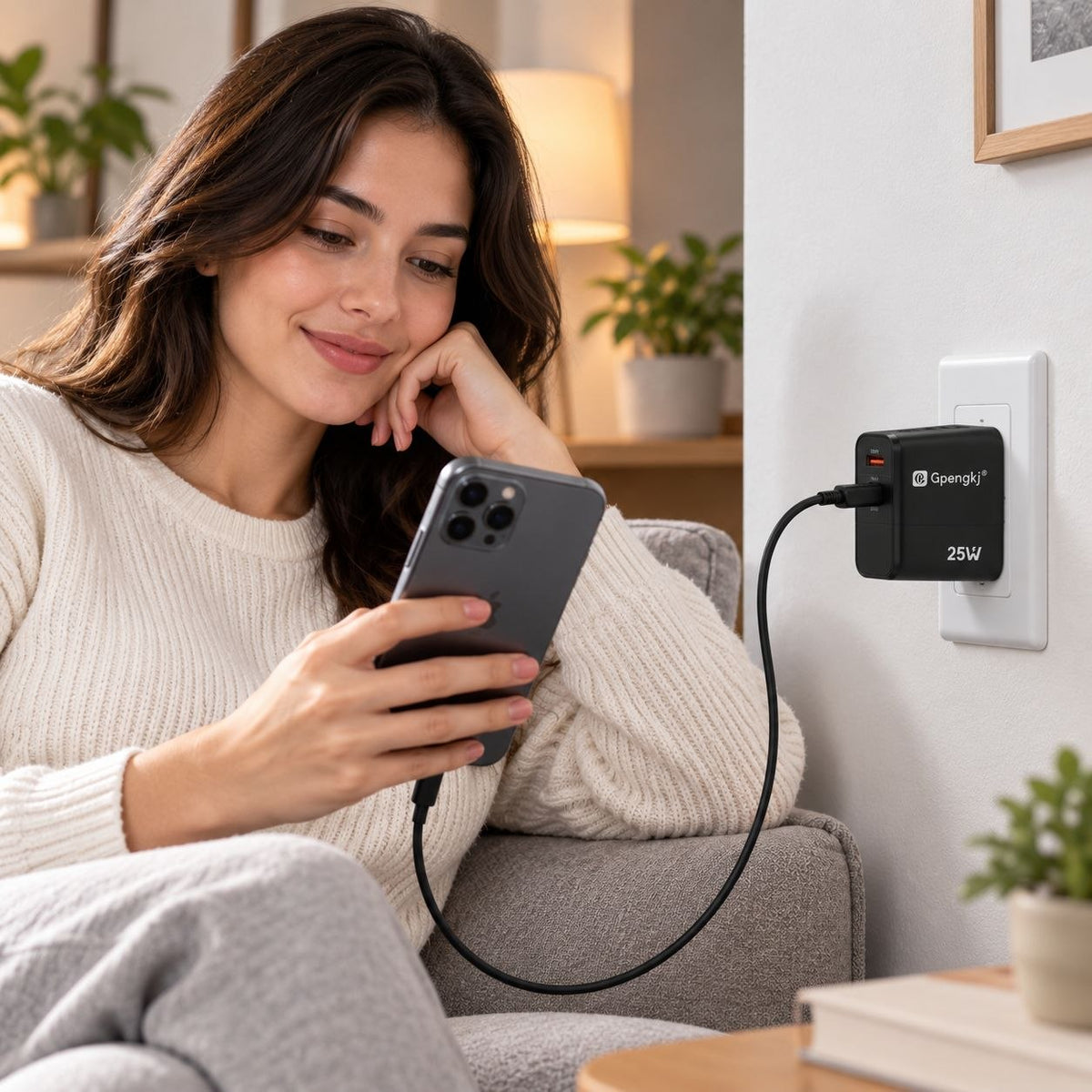 CARGADOR DE PARED DE CARGA RÁPIDA 25W MULTIPUERTO GPENGKJ 6CM