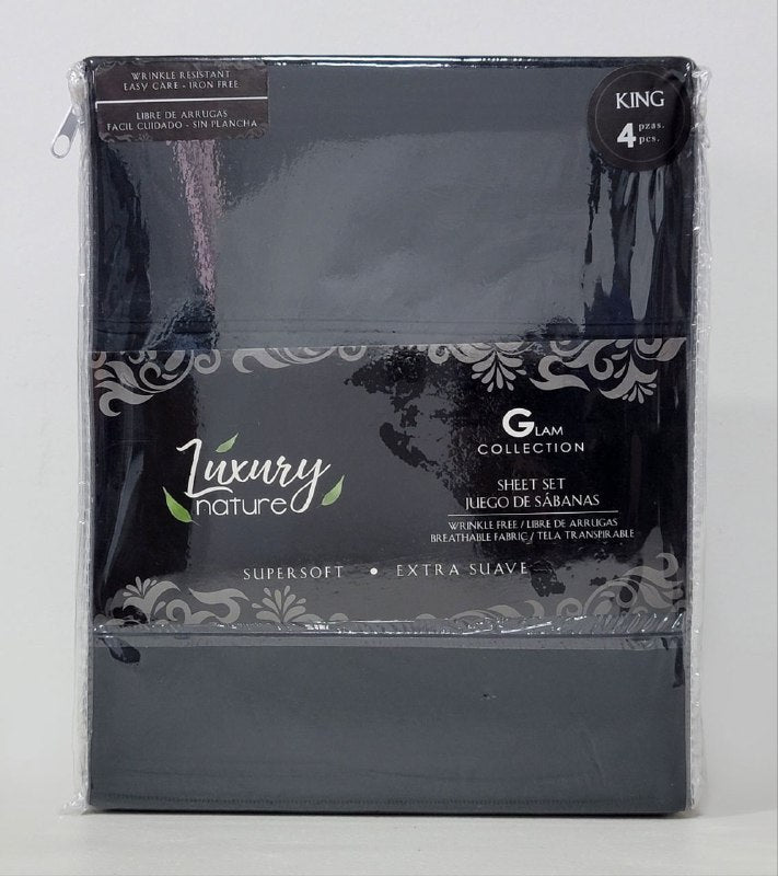 JUEGO DE SABANA CAMERA COMPLETO DE 4 PIEZAS KING LUXURY NATURE GLAM COLLECTION