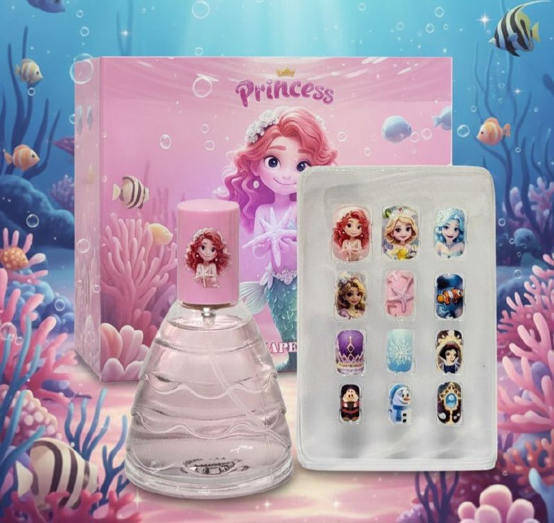SET CIRELINE PRINCESS AQUAPEARL EDT 50ML, Y SET DE 12 UÑAS POSTIZAS