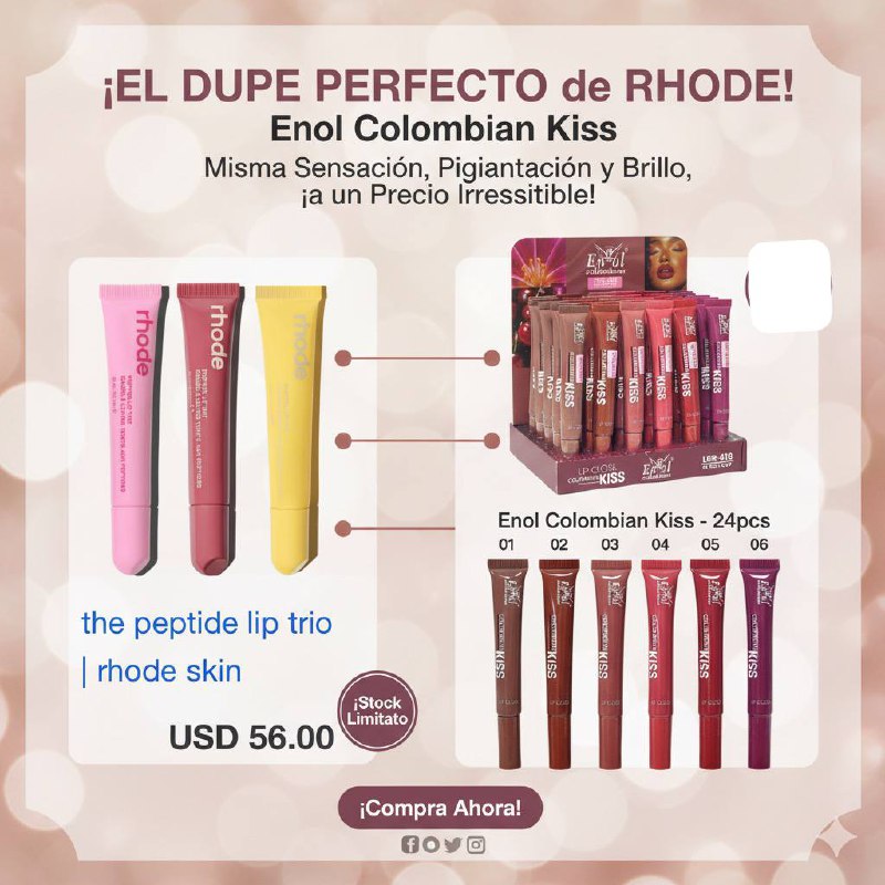 BRILLO LABIAL TEXTURA DENSA ACABADO RADIANTE ENGOL COLLECTIONS 13ML (DUPE DE RHODE)