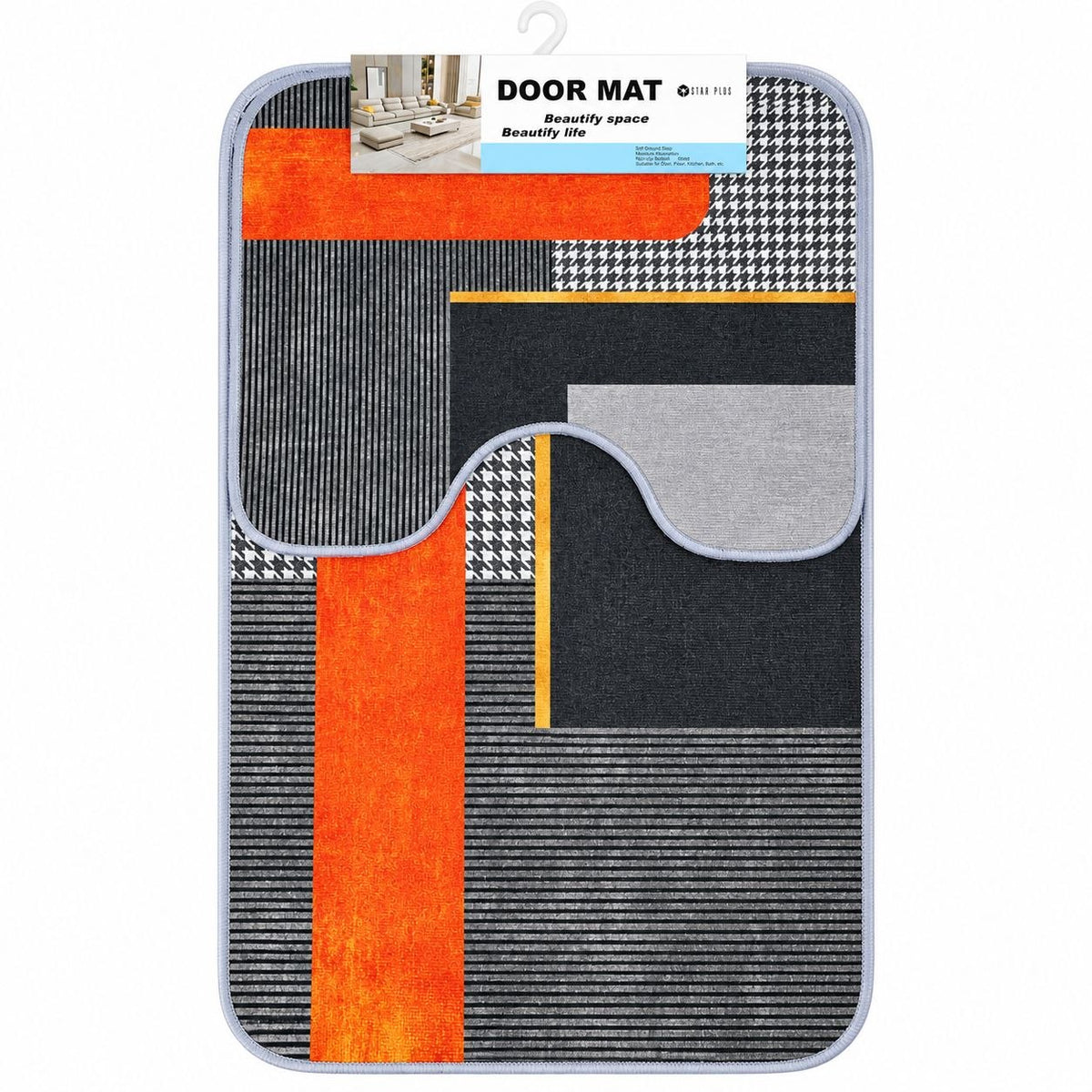 SET DE ALFOMBRAS PARA BAÑO SUAVES Y DECORATIVAS 2PCS DOOR MAT 80X50CM Y 18X18CM