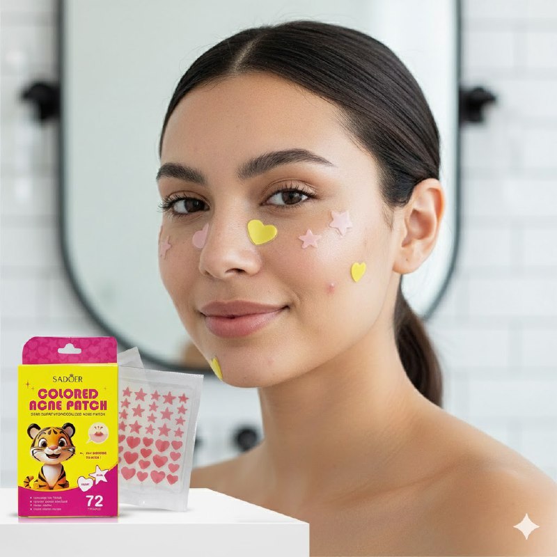 PARCHES HIDROCOLOIDE PARA ACNE EN FORMA DE ESTRELLA Y CORAZON SADOER 72UND