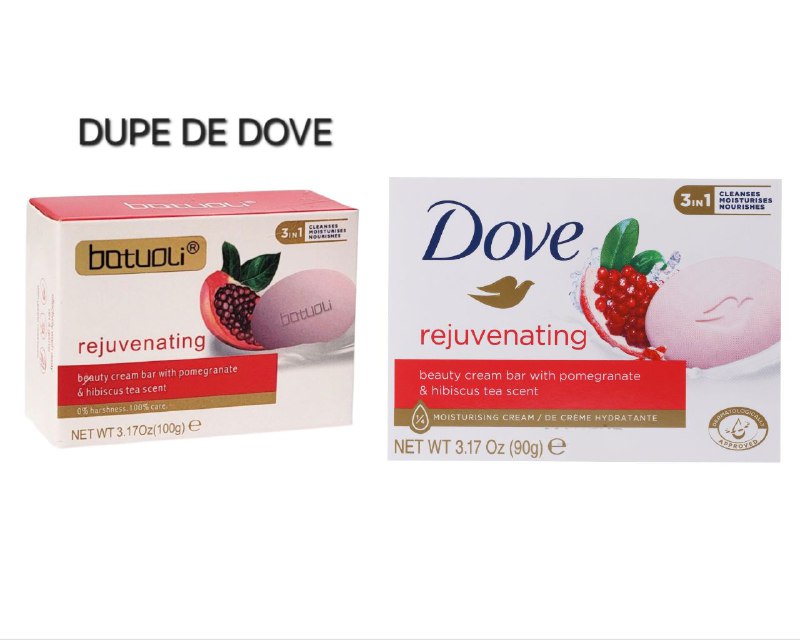 JABON CORPORAL EN BARRA AROMA A GRANADA Y TE DE HIBISCO, HIDRATACION PROFUNDA PARA UNA PIEL SUAVE, HIDRATADA Y BRILLANTE BATUOLI 100G (DUPE DE DOVE)