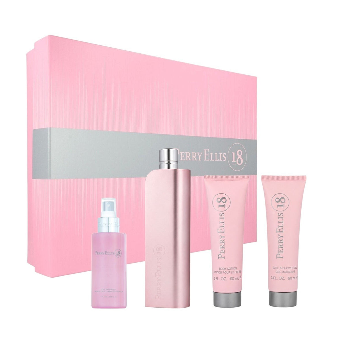 SET PERRY ELLIS 18 FOR WOMEN EDP 100ML SPLASH 120ML GEL DE DUCHA  90ML CREMA CORPORAL 90ML (M)