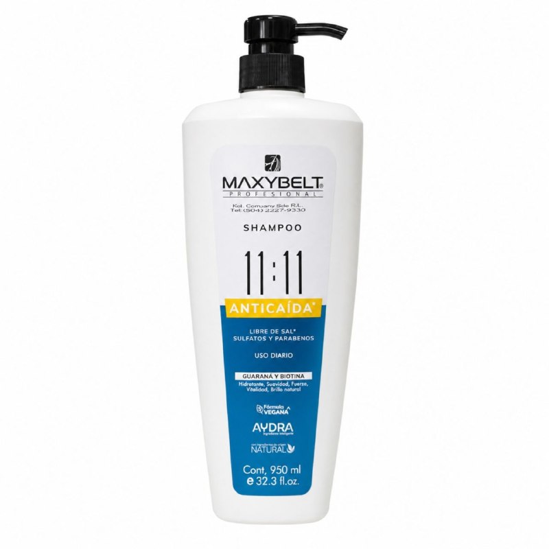 SHAMPOO HIDRATANTE DE GUARANA Y BIOTINA DE EFECTO ANTICAIDA Y FORTALECEDOR MAXYBELT 950ML