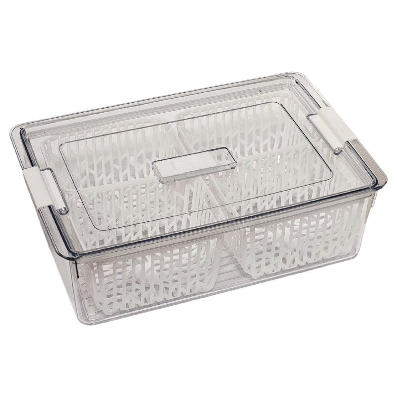 RECIPIENTE DE ALMACENAMIENTO DOBLE CAPA CON SISTESTEMA DE DRENAJE 10X17X32CM 3300ML