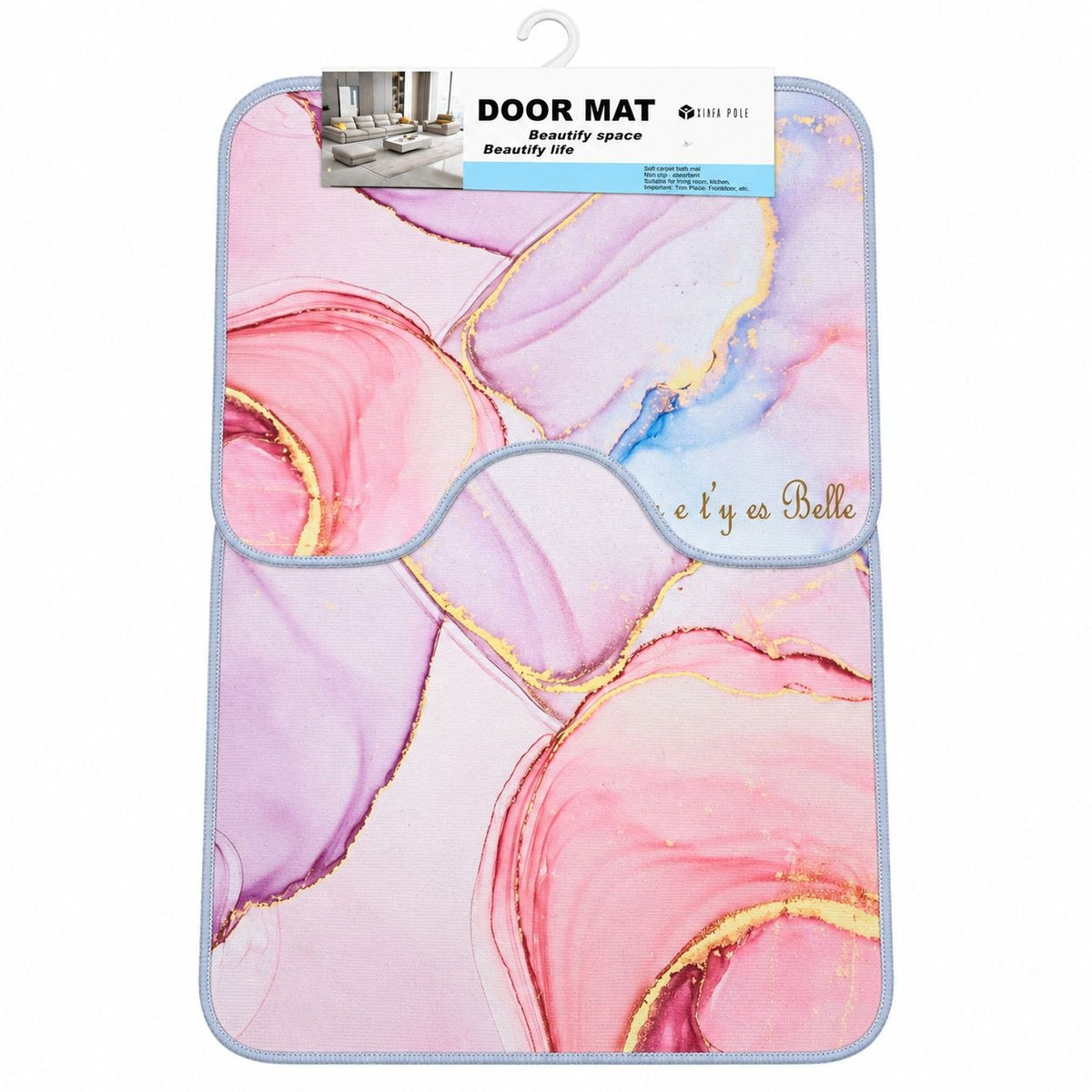 SET DE ALFOMBRAS PARA BAÑO SUAVES Y DECORATIVAS 2PCS DOOR MAT 80X50CM Y 18X18CM