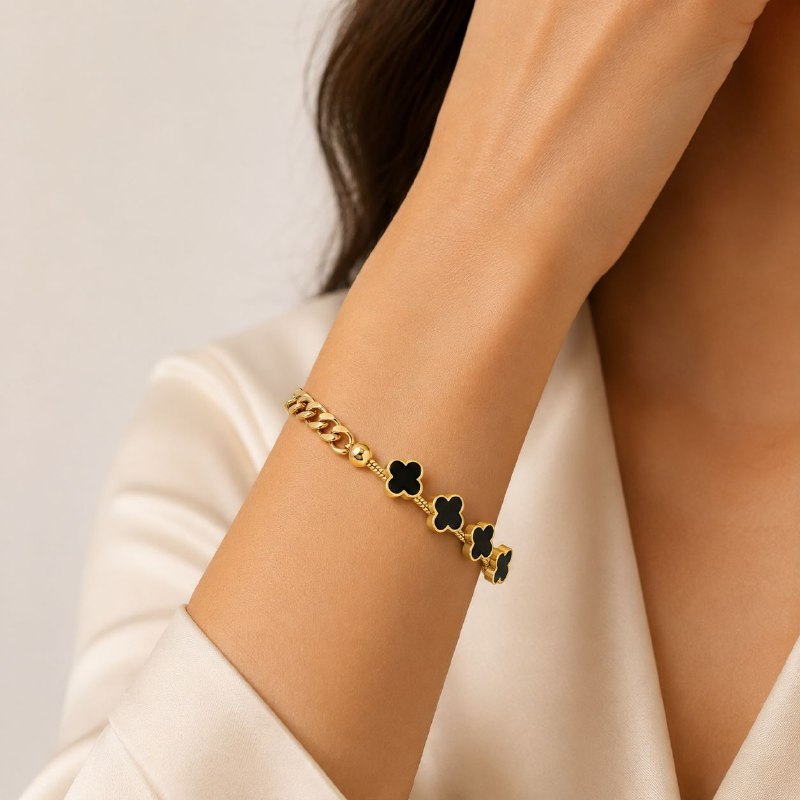 PULSERA DE ENCHAPE PARA DAMA CON DISEÑO DE FLOR 19CM