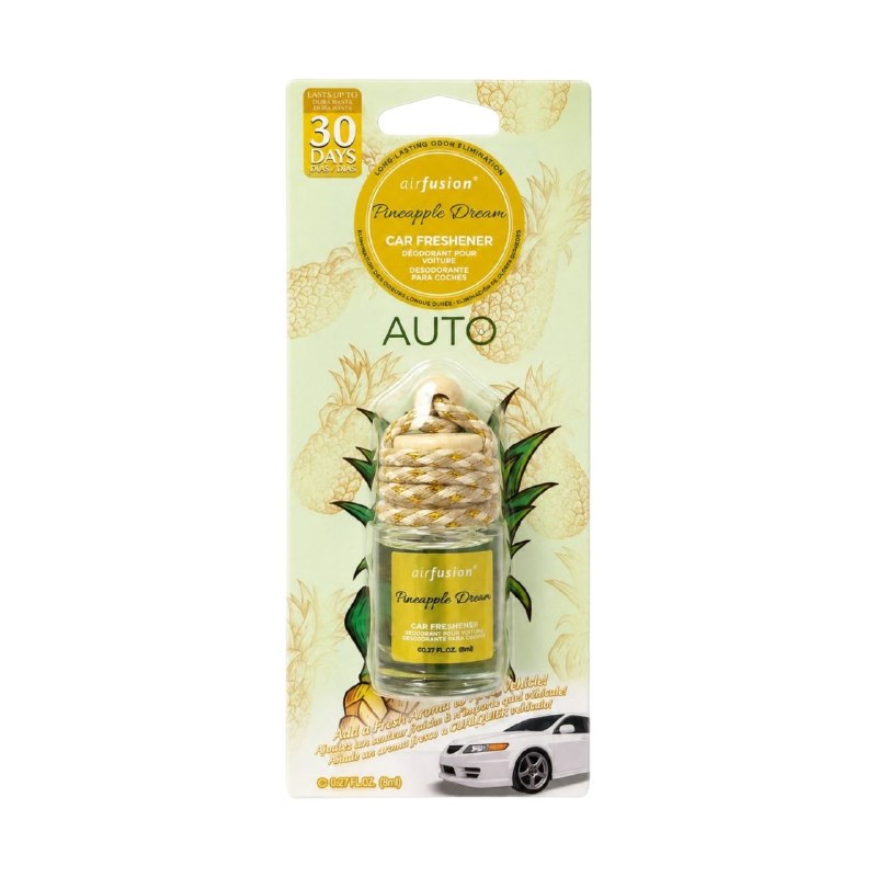 AMBIENTADOR COLGANTE PARA AUTO CON AROMA A SUEÑO DE PIÑA AIR FUSION 8ML