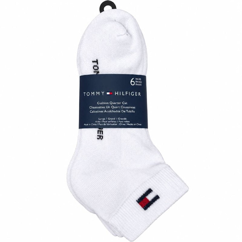 CALCETA TOBILLERA ACOLCHADA TOMMY HILFIGER ORIGINAL PARA NIÑOS 6 PARES TALLA: 4-10