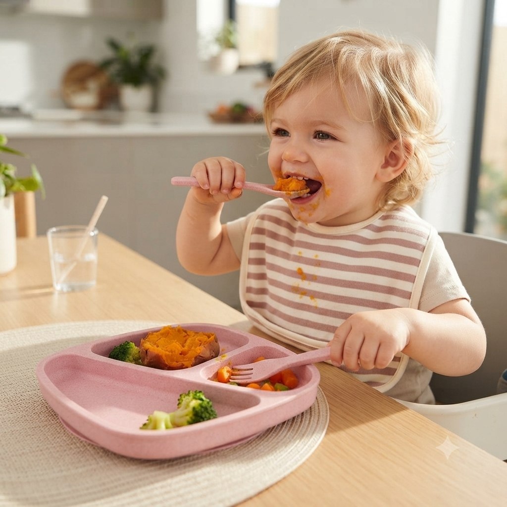 PLATO EN SET INFANTIL PRÁCTICAS Y DIVERTIDAS YI XIN YUAN 2 PLATOS/ 2 JUEGOS DE CUCHARAS Y TENEDORES