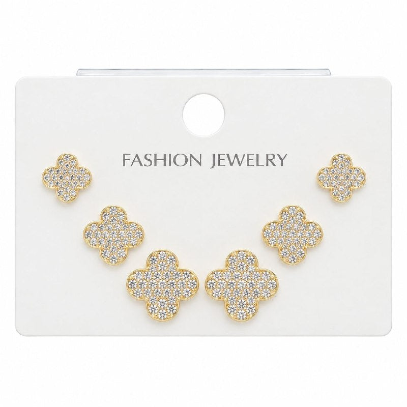 SET DE ARITOS DE ENCHAPE PARA DAMA CON DISEÑO DE FLOR (DUPE DE VAN CLEEF)